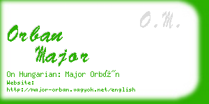 orban major business card